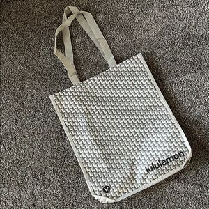 Large Lululemon 2025 Grey & Off White Holiday Reusable Shopping Bag Tote